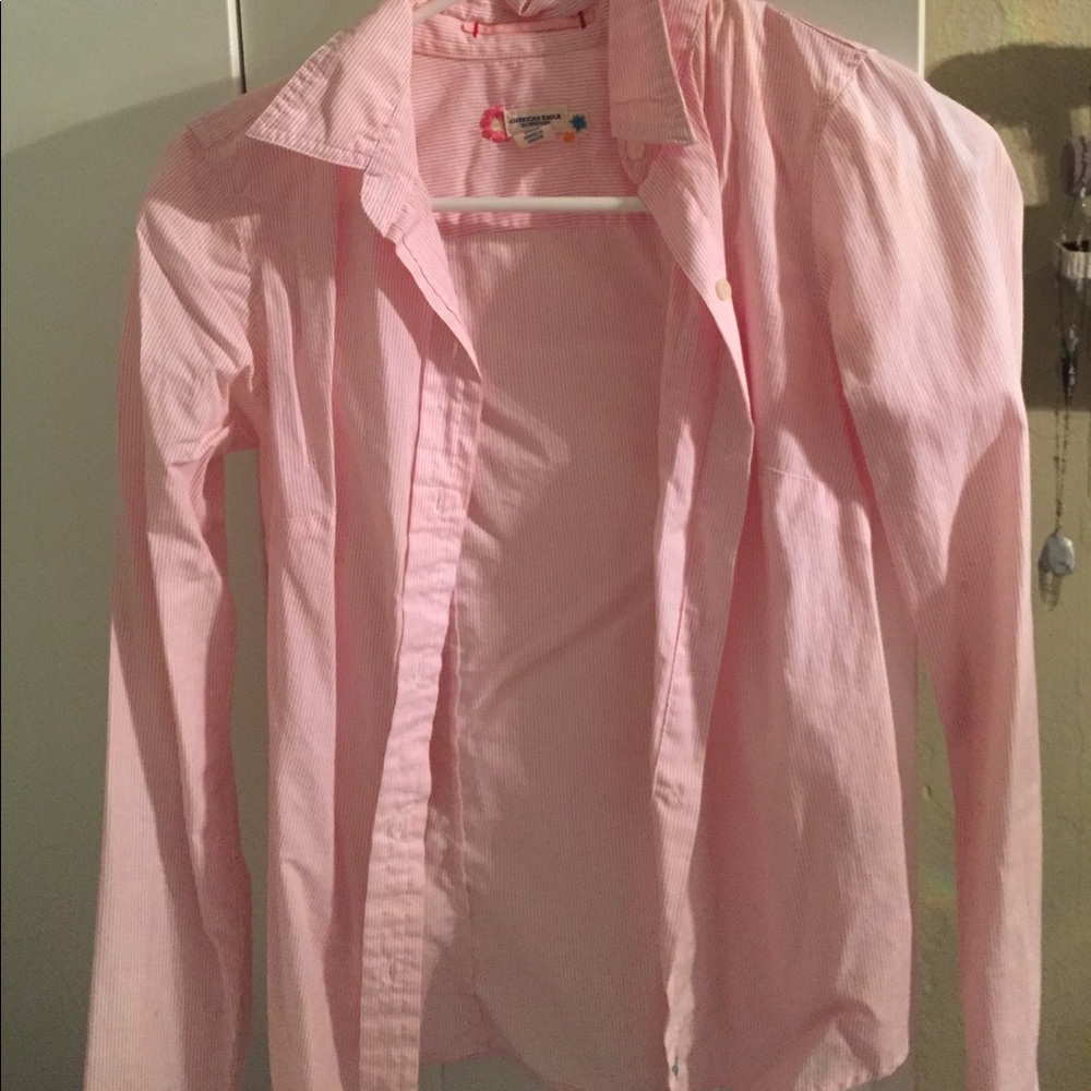 Pink stripped collared button down